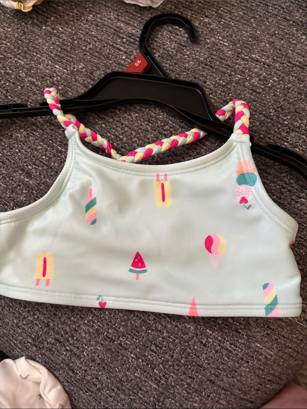 Mint Ice Cream Print bikini top with Braided Straps cat & Jack.  Size 3T nwot